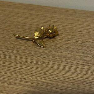 Gold Rose Brooch Pin